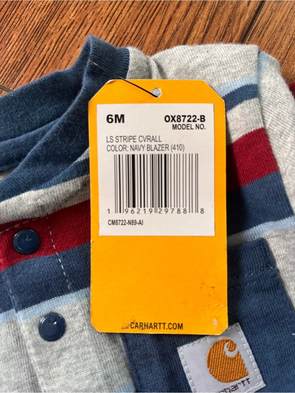 NWT Carhartt Striped Romper - Navy, Red, Gray